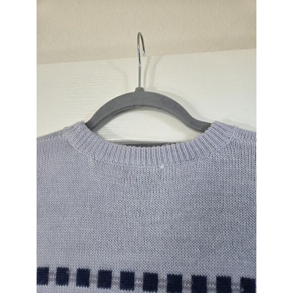 J Crew Pale Blue Wool Mohair Nordic Fair Isle Ski Pullover Sweater Women's Small - Picture 8 of 12